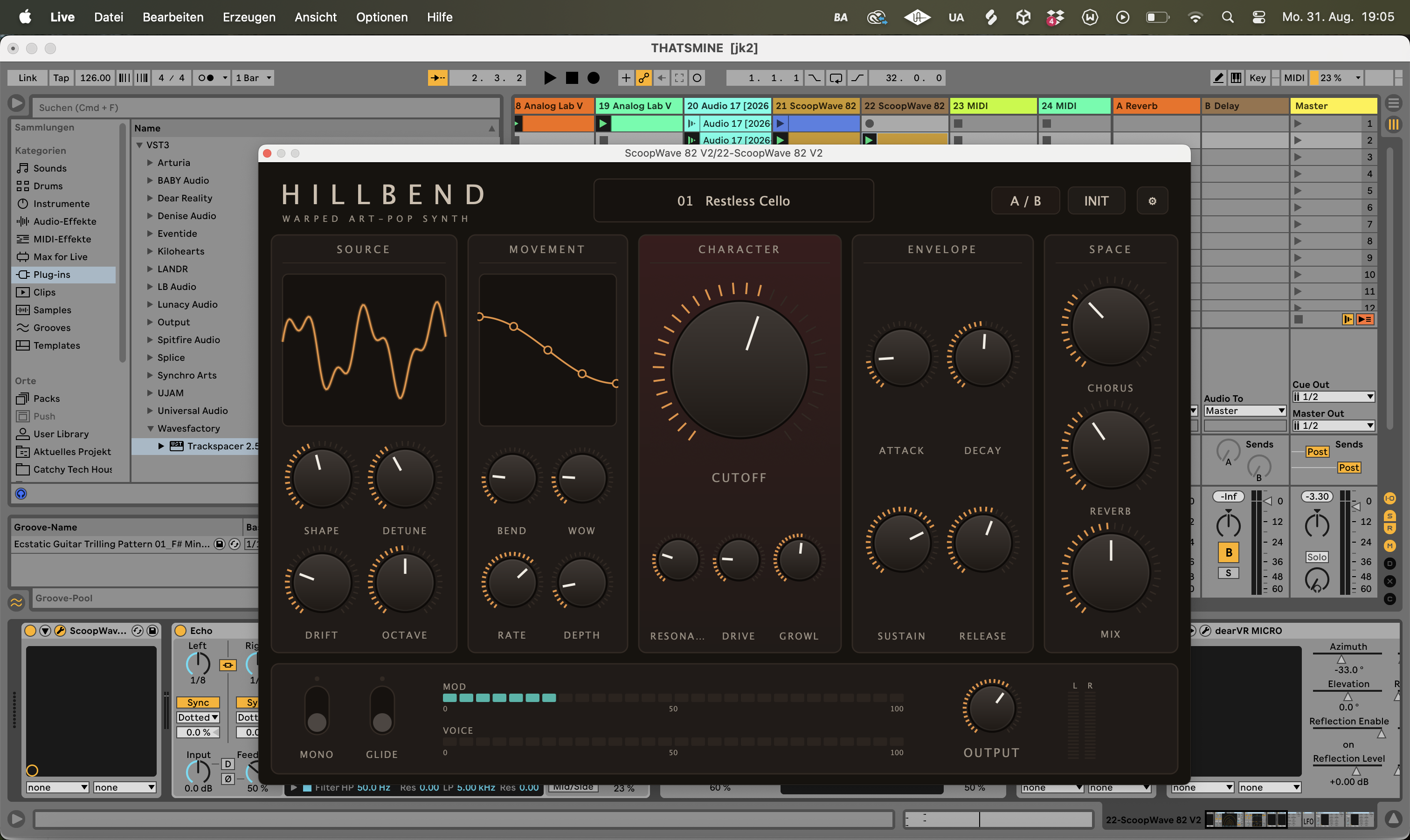 HillBend als VST-Plugin in Ableton Live auf dem Mac