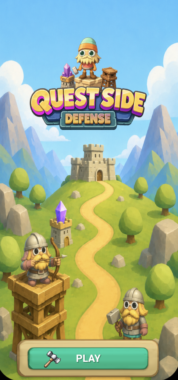 Questside Defense – Startbildschirm